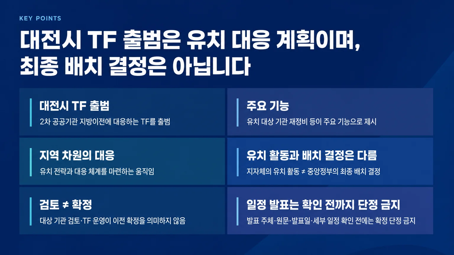 지자체의 공공기관 유치 대응과 중앙정부의 최종 이전 결정이 다름을 설명한 인포그래픽