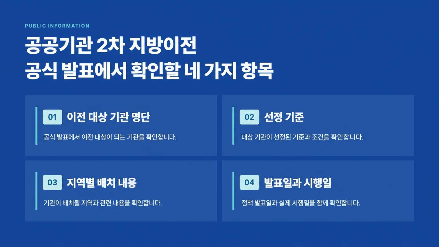 공공기관 2차 지방이전의 공식 발표에서 확인할 네 가지 항목