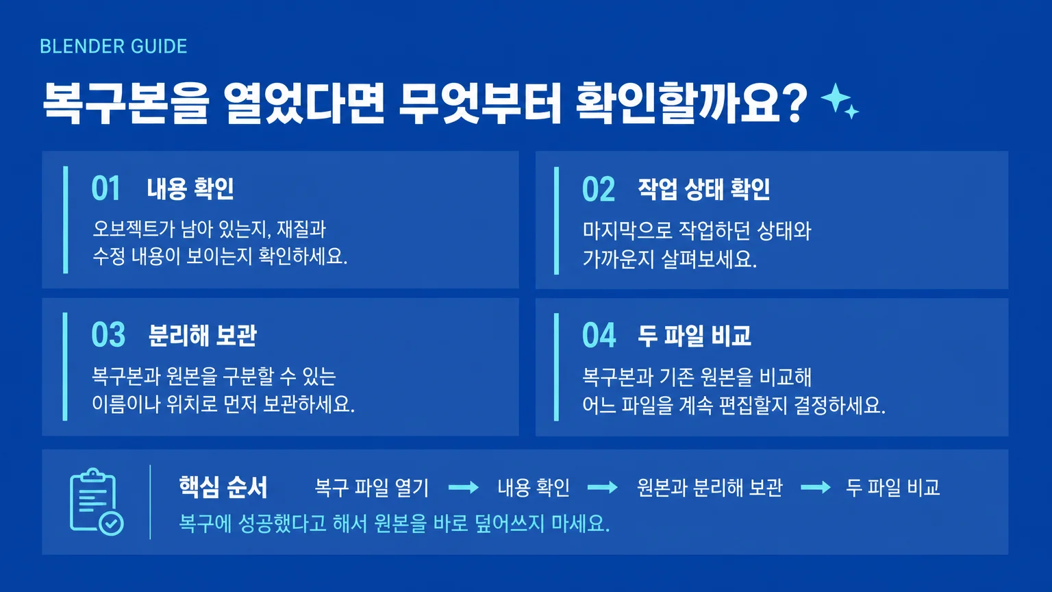 Blender 자동 저장과 복구 기능을 확인할 때 점검할 항목 이미지