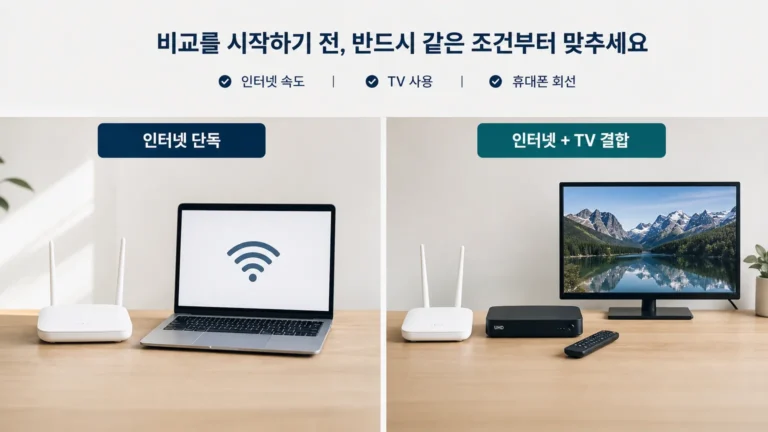비교를 시작하기 전, 속도·TV 사용·휴대폰 회선부터 한 줄로 정리하세요 관련 이미지