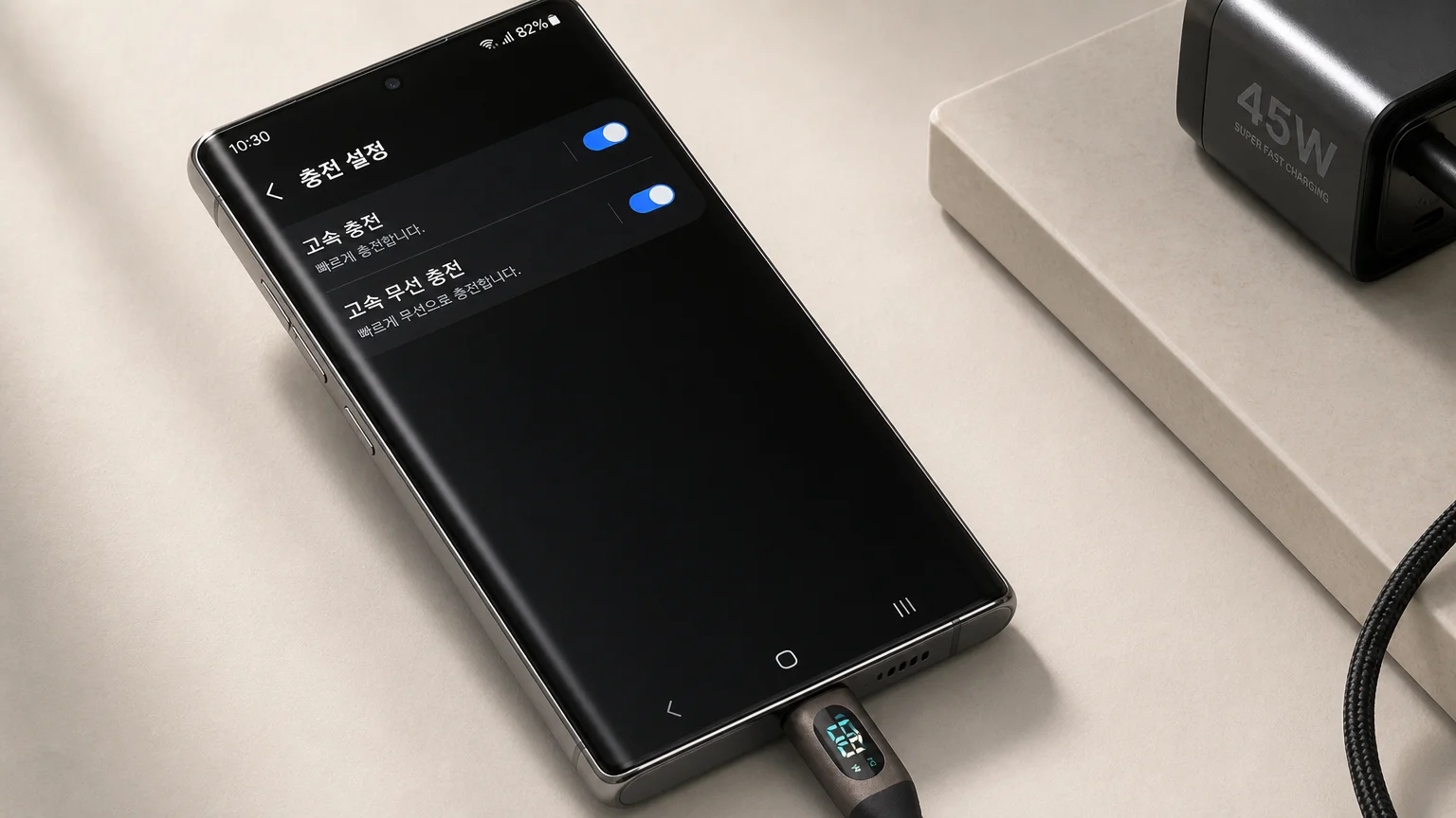 스마트폰 충전이 느릴 때 확인할 설정｜갤럭시 충전 설정·iPhone 온도 점검 순서 - 갤럭시는 설정 > 배터리 > 충전 설정에서 고속 충전 항목을 봅니다 실제 대상 이미지