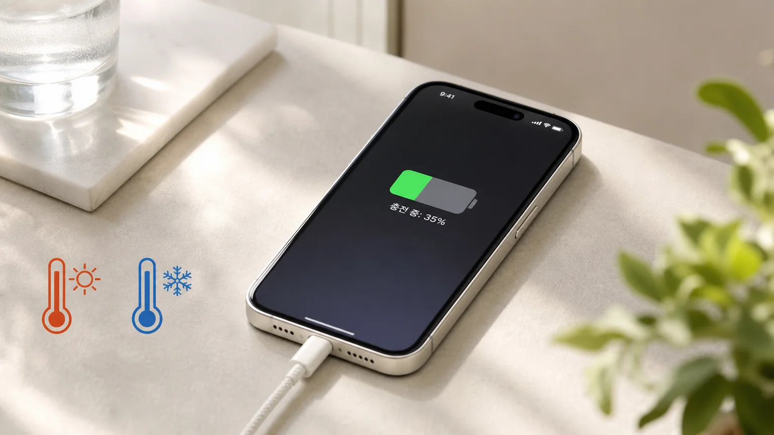 스마트폰 충전이 느릴 때 확인할 설정｜갤럭시 충전 설정·iPhone 온도 점검 순서 - iPhone·iPad가 뜨겁거나 차가우면 충전 속도가 낮아지거나 멈출 수 있습니다 실제 대상 이미지