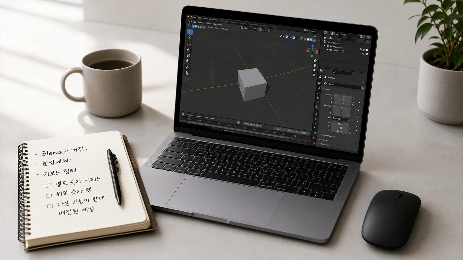 Blender Emulate Numpad 설정과 시점 전환｜노트북 키보드 실전 확인 순서 - 내 키보드에서 무엇부터 적어 볼까요? 🔧 실제 대상 이미지